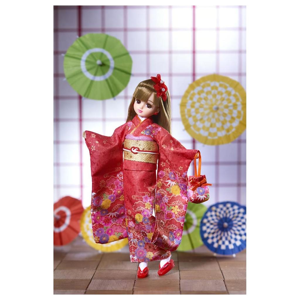 TAKARA TOMY Doll Kimono Kurenai Pretend Play Toy for Ages 3 and Up Licca-chan LD-30 Licca-chan Dress-Up