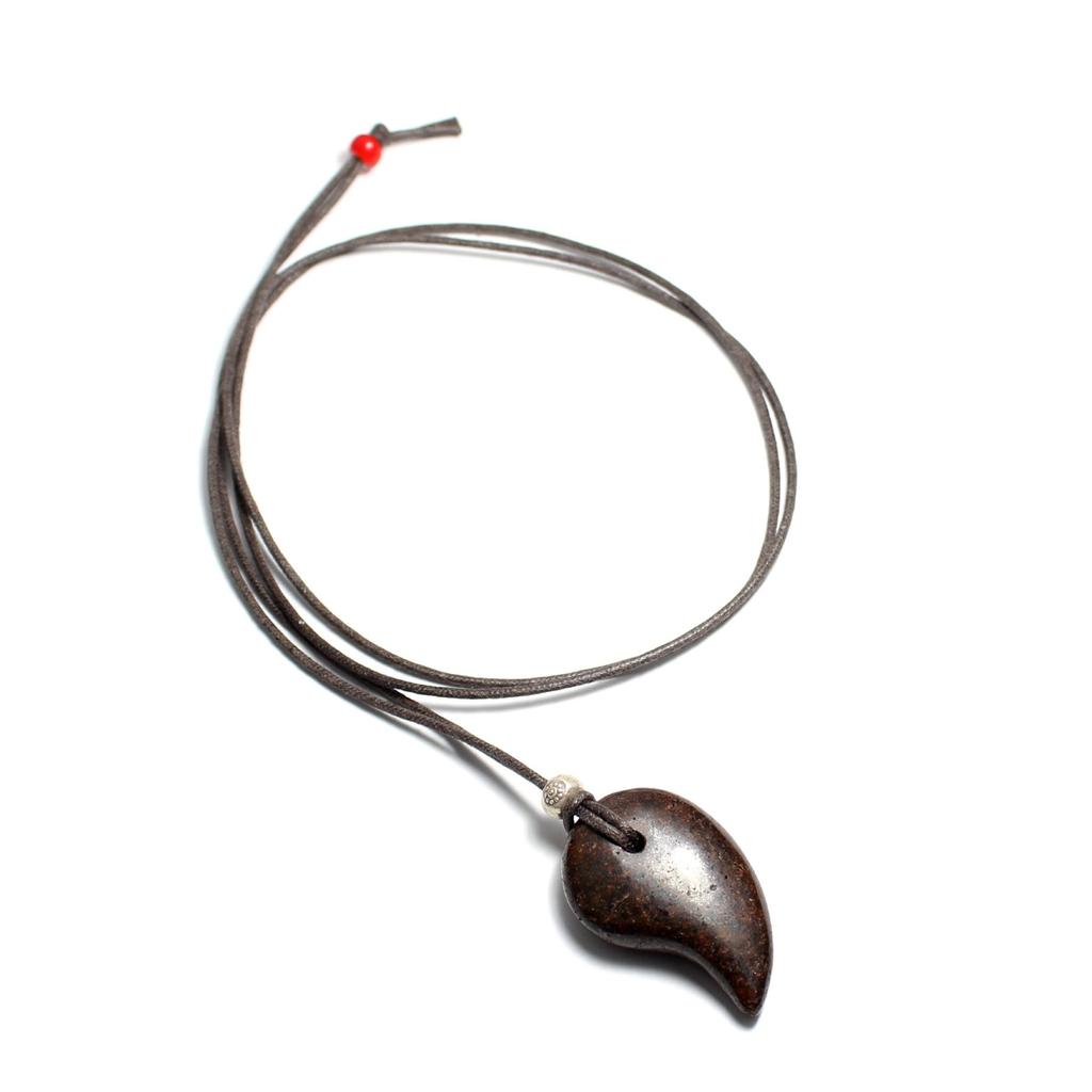 Natural Stone Power Stone Space Meteorite Chondrite Sahara NWA869 Magatama Pendant Choker