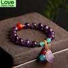Natural Amethyst /Red Agate /Amazonite Beads Irregular Amethyst Raw Ore Pendant Strand Bracelets Women Fine Jewelry Ybr349