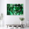 Canvas print, Buddha on geometric background - green