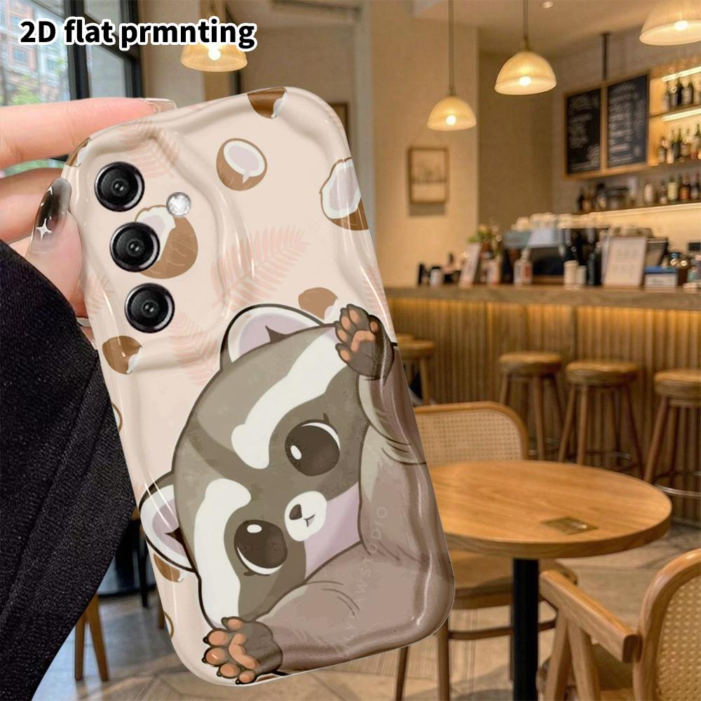 Phone Case: 2D flat Samsung Galaxy A34 A35 M05 M06 S20 S22 S21 FE Plus 5G protective case, little raccoon, perfect Christmas and Halloween holiday gif