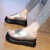 Silver Cool Slippers Women's Summer Outer Wear New with Skirt Versatile Thick-soled Heightening Beach Sandals