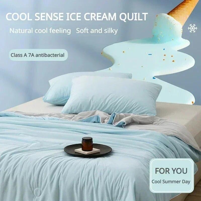Summer Cooling Blanket Breathable Cool Down Air Condition Quilt Lightweight Summer Comforter with Double Side Cooling Fabric