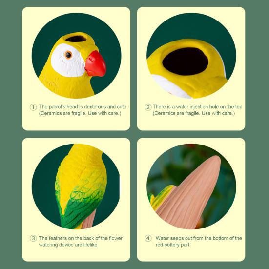 4Pcs Parrot Watering Spikes Self-Watering Planters Continuous Moisture Release System Watering Device Low-maintenance Plant Care