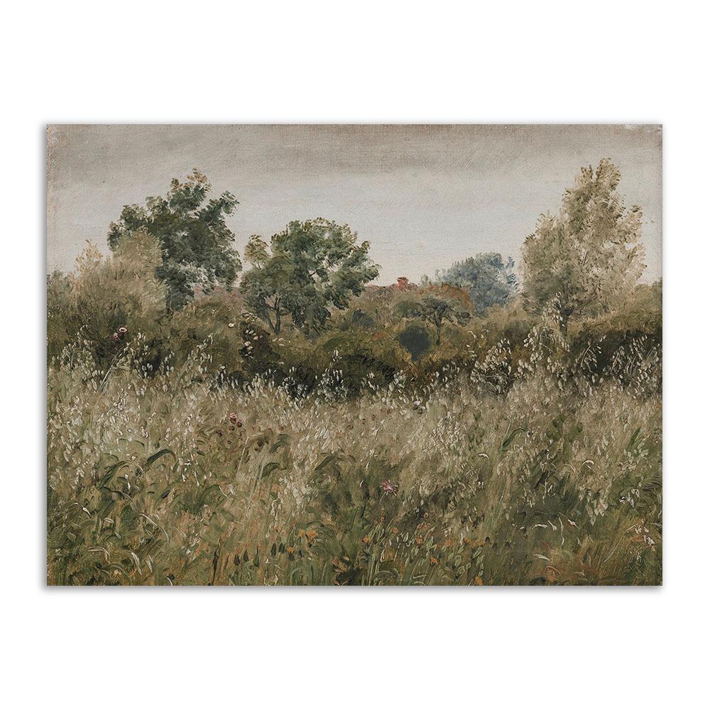 Ретро настенное искусство, скандинавская картина на холсте, настенный постер и принты, винтажное деревенское поле, пейзажное украшение, картина для гостиной