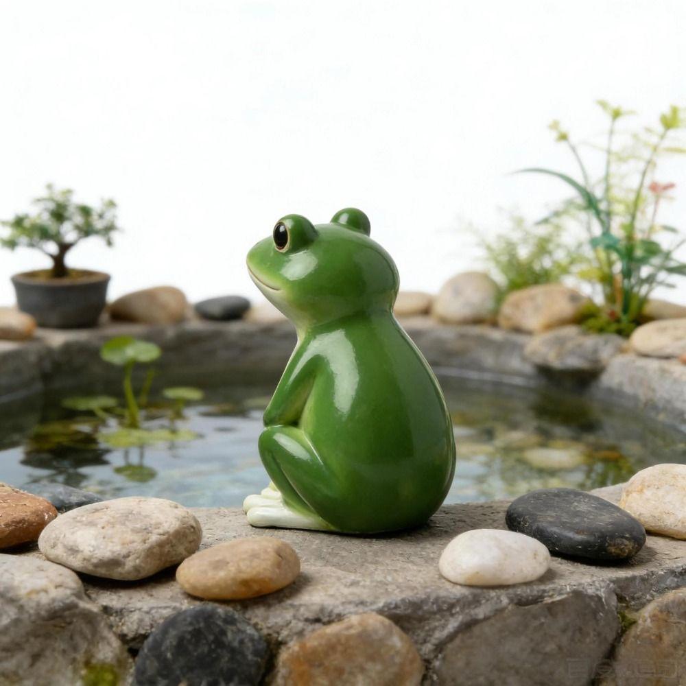 Resin Material Miniature Frog Statue Creative Craft Frog Garden Decor  Bonsai Plants