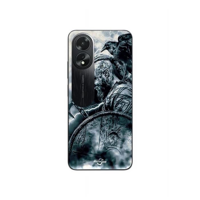 Coque - MANIACASE - Oppo A58 - Noir - Souple - Motif Corbeau