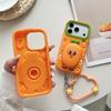 KEYSION Милый мультяшный 3D чехол-морковка для iPhone 13 14 15 16 17 Pro Max Силиконовый чехол с подставкой и ремешком на запястье, противоударный