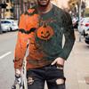 Halloween Print Men's Clothing 3D Print T Shirt Men Simple Men's Long Sleeve T-shirt Halloween Graphic T Shirts Mens Clothes Top