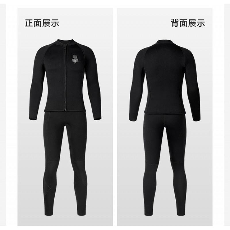 3mm Mens Wetsuit Set Long Sleeve Top Pants Snorkeling Surfing Diving Warmth UV Protection
