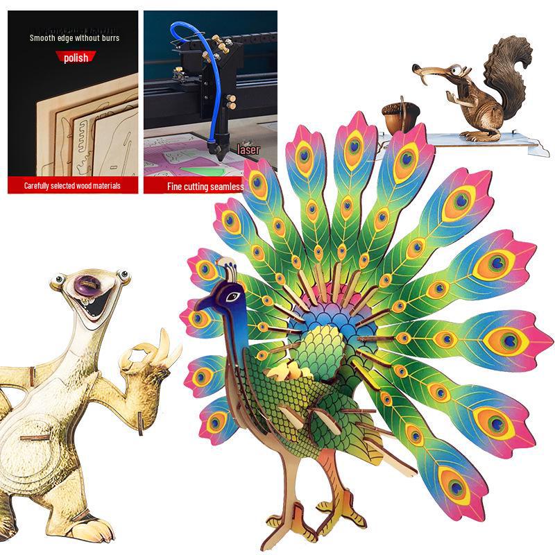 Милые животные DIY 3D деревянная головоломка для детей