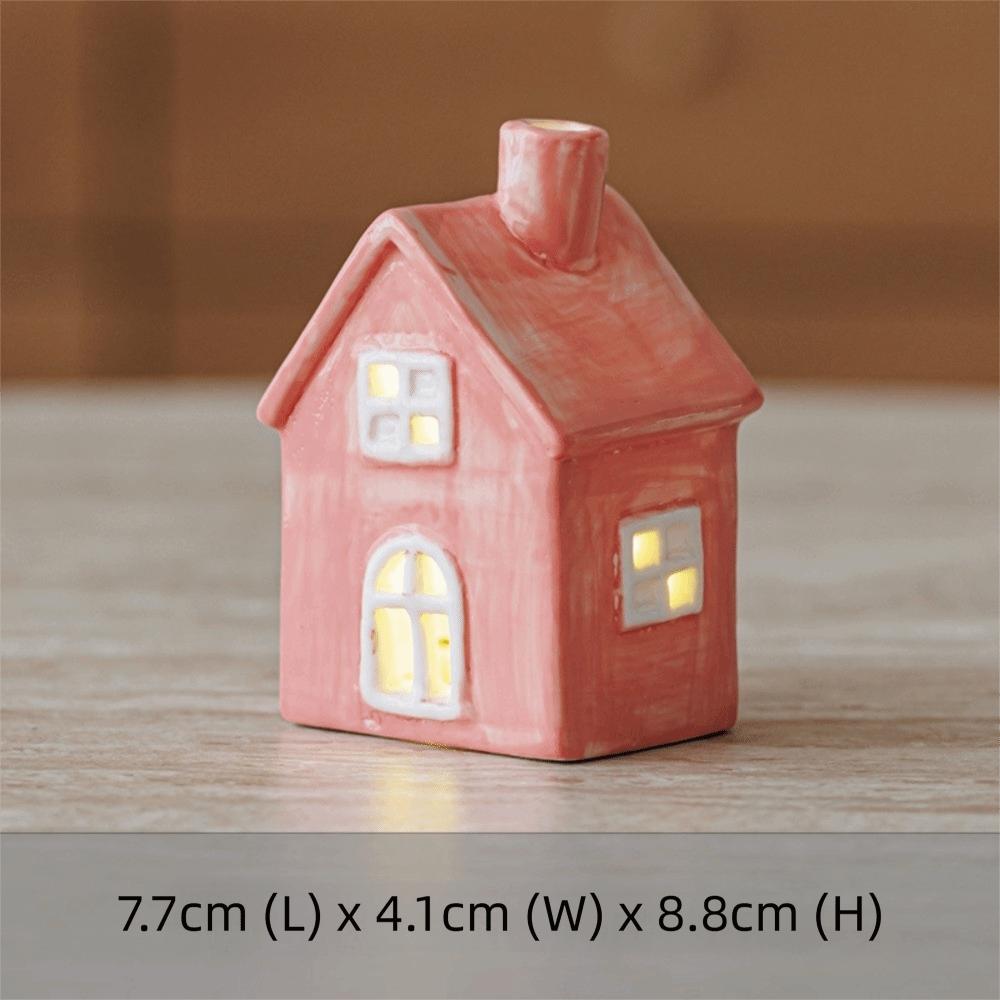 Warm Glow Village House Lamp LED Ceramic Desktop Ornament Cozy Christmas Night Light Home Desktop