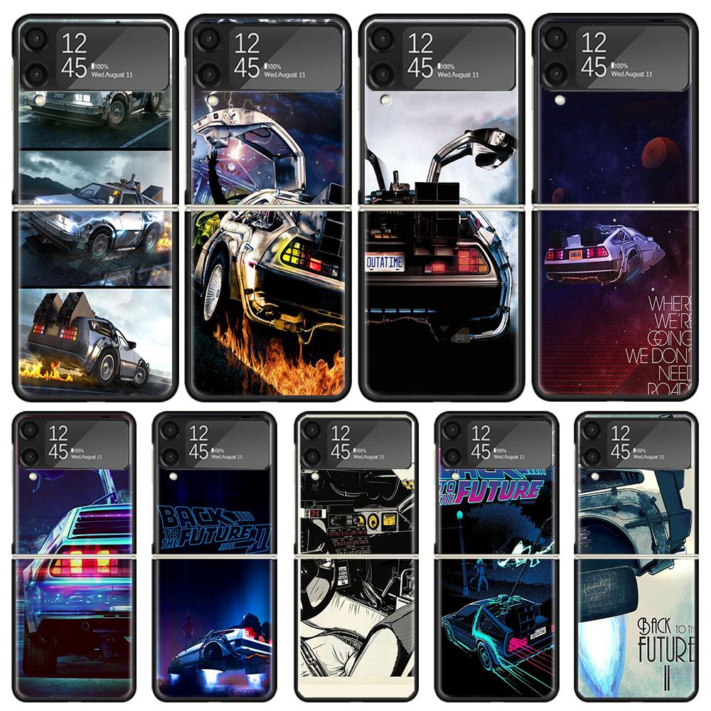 Back To The Future Time Machine Phone Case For Samsung Galaxy Z Flip3 Flip4 Flip5 Flip6 Flip7 For Z Flip 7 6 5 4 3 5G Hard Foldi