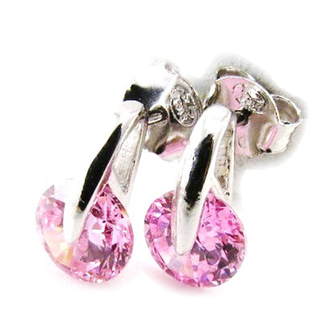 Les Trésors De Lily [I9842] - Серебряно-розовые серебряные серьги с кристаллами (родиевое покрытие) - 10x6 мм