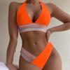 2Pcs/Set Women Summer Bikini Set Halter Backless Bra High Waist Swimming Trunks
