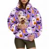 Womens Oversized Hooded Sweatshirt 2026 Fall Halloween 3D Print Long Sleeve Loose Fit Flannel Top Casual Wear
