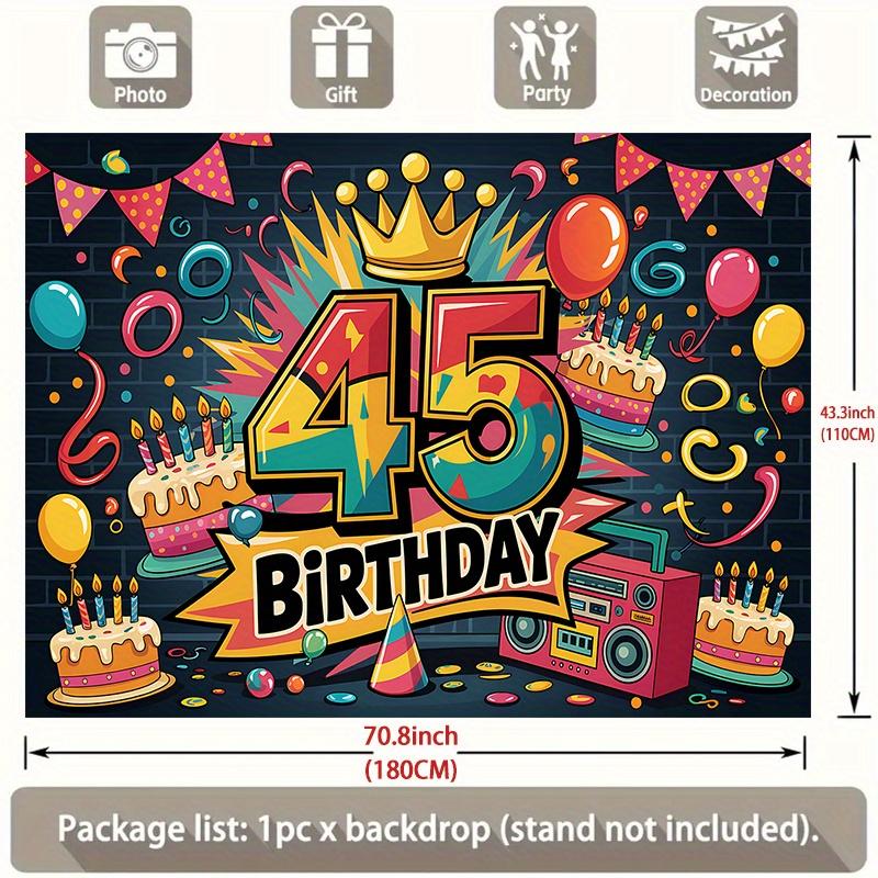 2D plane polyester fiber colorful 45th birthday celebration background fabric interior and exterior decoration