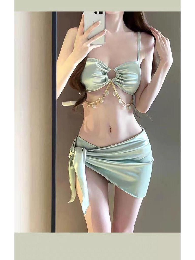 Женский летний купальник-тройка - Стильный, подчеркивающий фигуру и фотогеничный 2024 Бикини