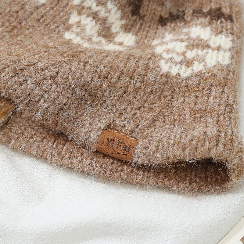 Осенне-зимняя шляпа женская шляпа-ведро ретро универсальная бархатная кроличий мех вязаная шапка с защитой ушей теплая шерстяная шапка