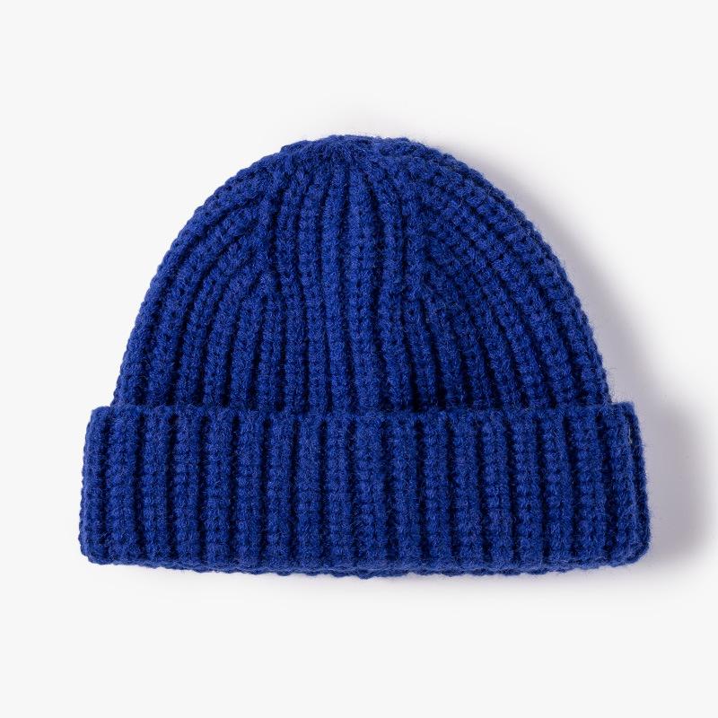 Europe, America autumn and winter knitted hat women's warm thickened melon fur hat outdoor three-needle wool hat men's cold hat adult