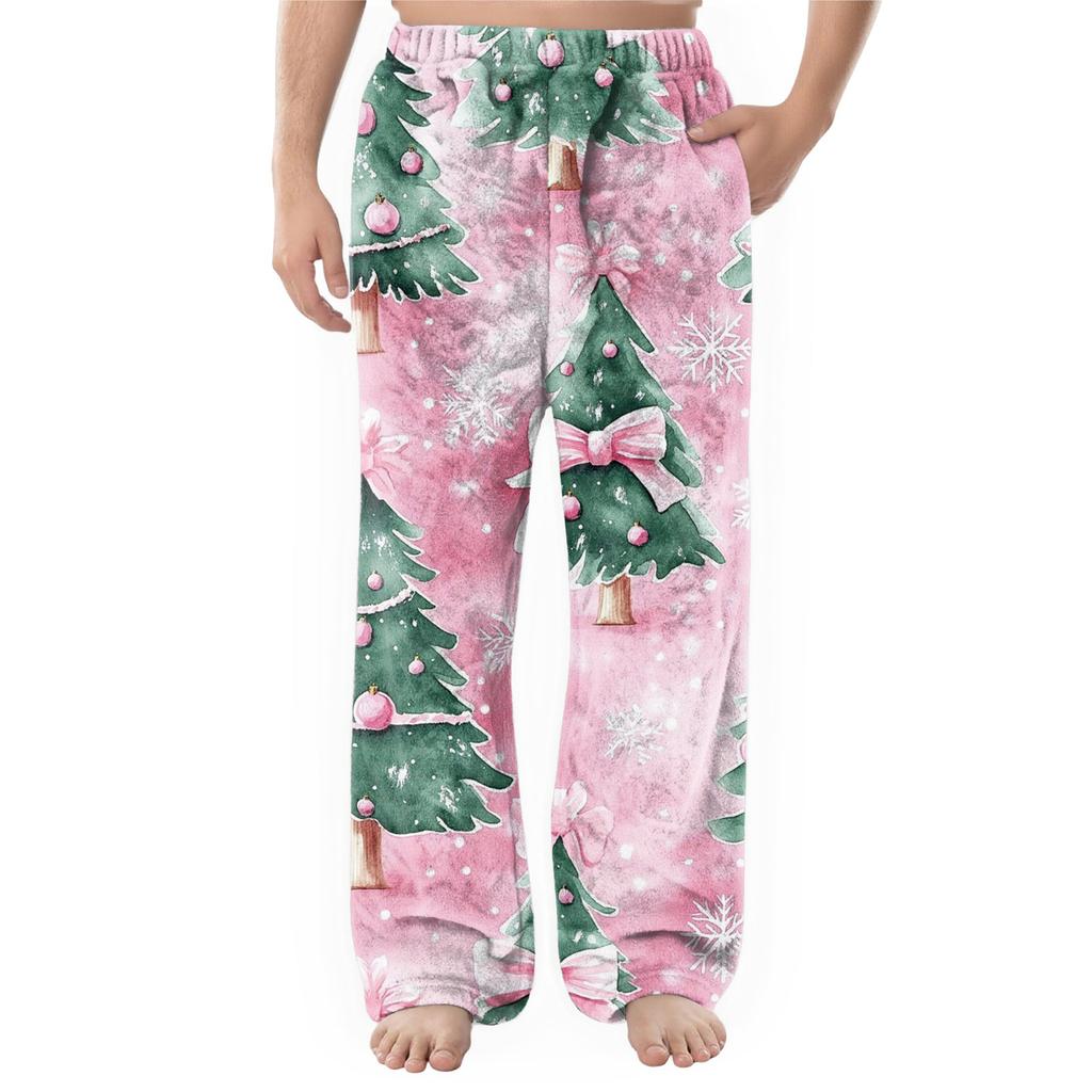 Мужские фланелевые повседневные брюки с карманом, Повседневные брюки с принтованным карманом, Домашние брюки для сна