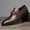 Мужская обувь 2025 лето новая легкая роскошь высокое чувство взрослые мужчины заостренный носок один педаль увеличение высоты удобные деловые кожаные туфли