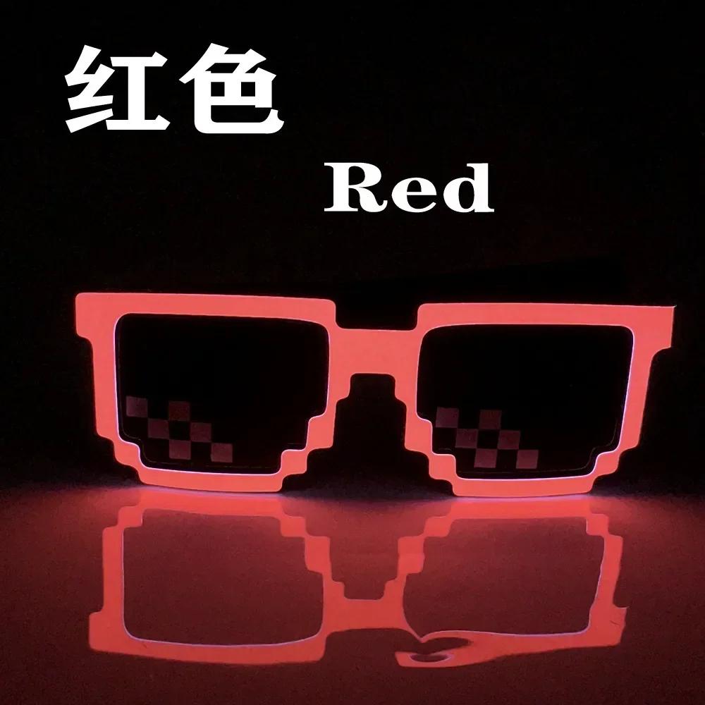 Flashing EL Wire 8 Bit LED Glowing Luminous Bright Festival Light Up Mosaic Glasses Fashion Party Supplies