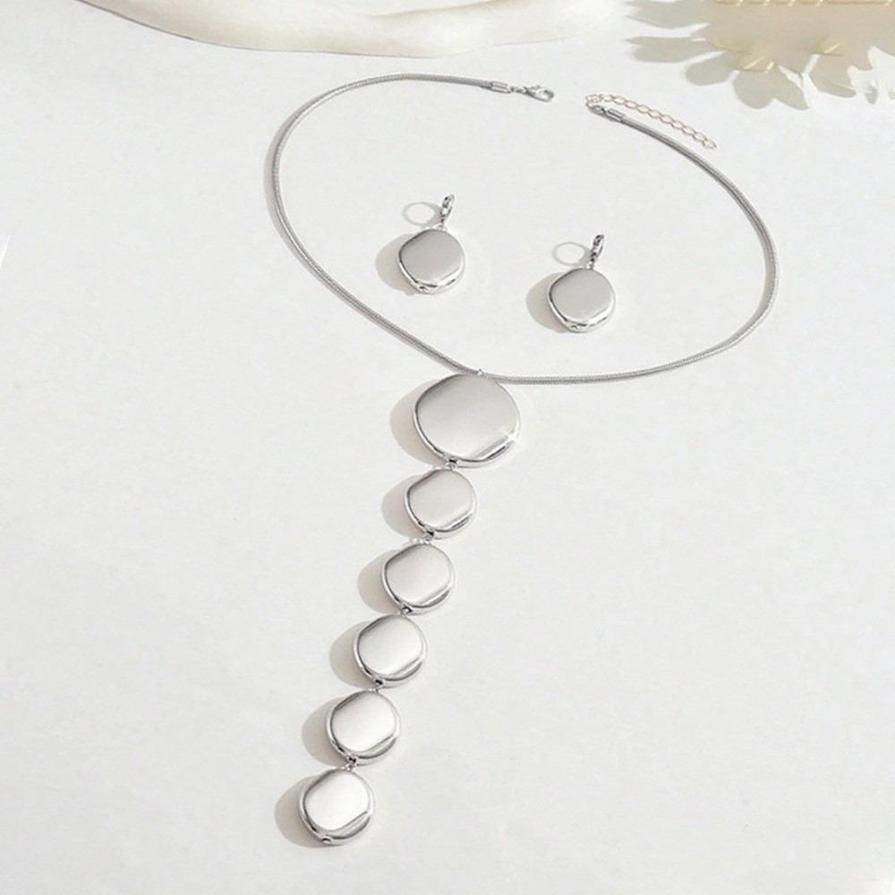 Exaggerated Long Pendant Necklace Geometric Y-Shape Clavicle Chain Jewelry Set