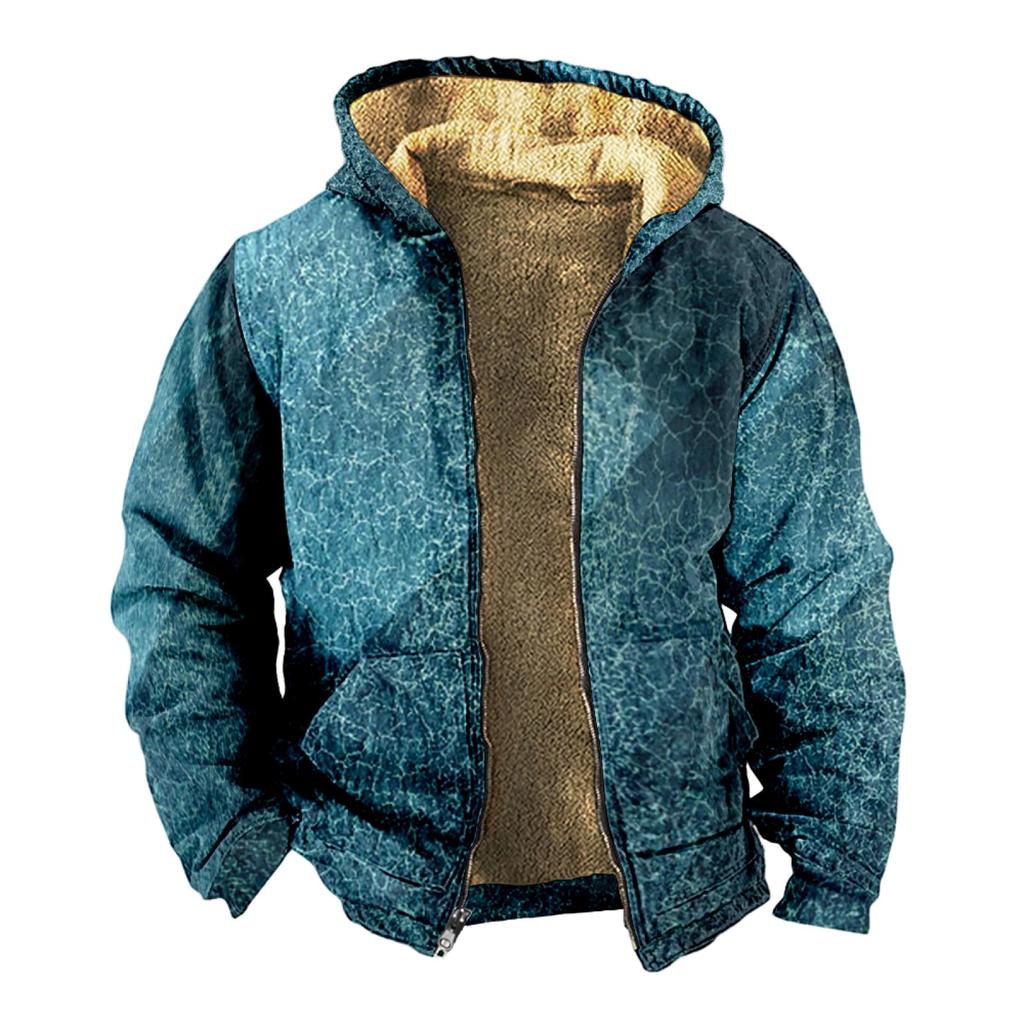 Мужской индивидуальный повседневный свитер на молнии с длинным рукавом и принтом, толстый хлопковый костюм, зимний костюм