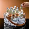 Clear Ice Bucket Cocktail Glass Chiller with Faux Leather Handle Plastic Ice Bucket Beverage Tub for Parties Gatherings Weddings Bars