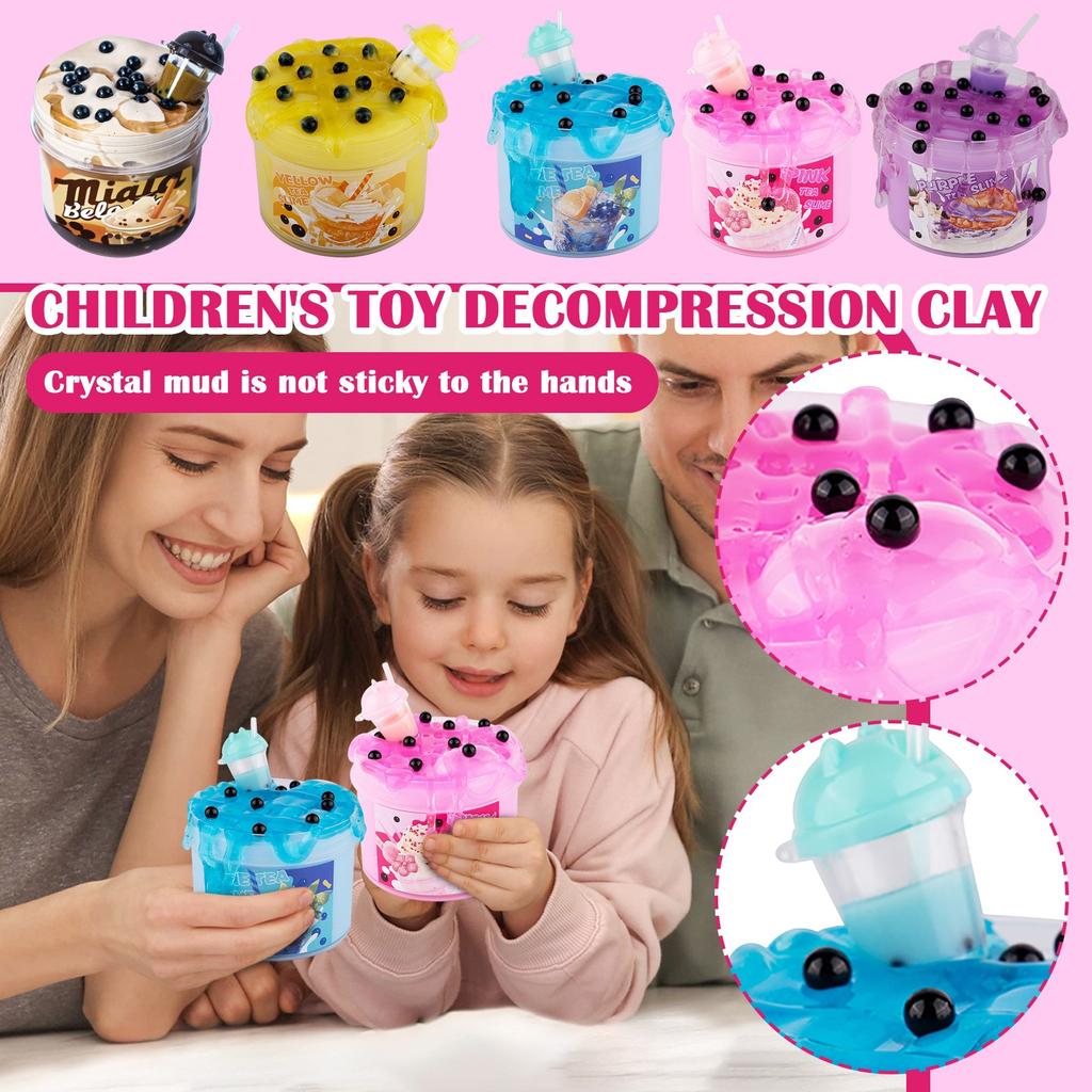 Кристаллическая грязь не прилипает к рукам. Жемчужный молочный чай. Слайм с пузырчатым клеем. Детский набор игрушек. Декомпрессионная цветная грязь.