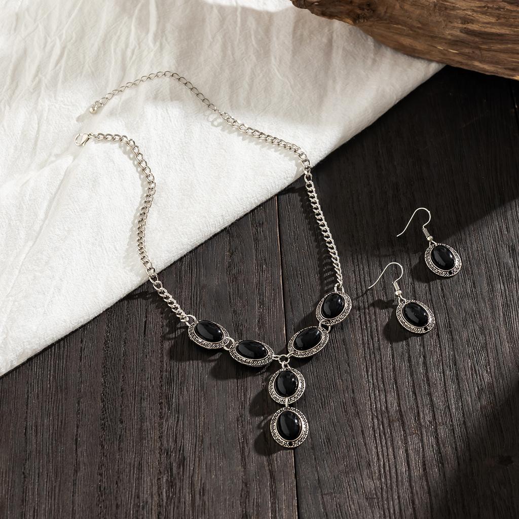 Этнические комплекты ювелирных изделий Vinatge, модные роскошные бирюзовые камни, кулон, ожерелье, комплект серег, элегантные женские обручальные кольца, ювелирные изделия, подарок