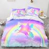 Unicorn Duvet Cover Set Cartoon Galaxy Rainbow Colourful Unicorn Cute Romantic Theme For Kids Girls Polyester Comforter Cover