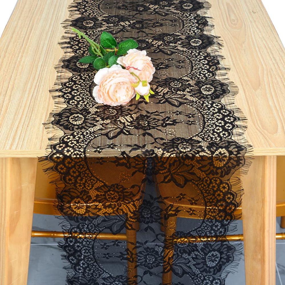 Embroidered French Lace Table Runner Flower Pattern Boho Dresser Scarf Home Garden