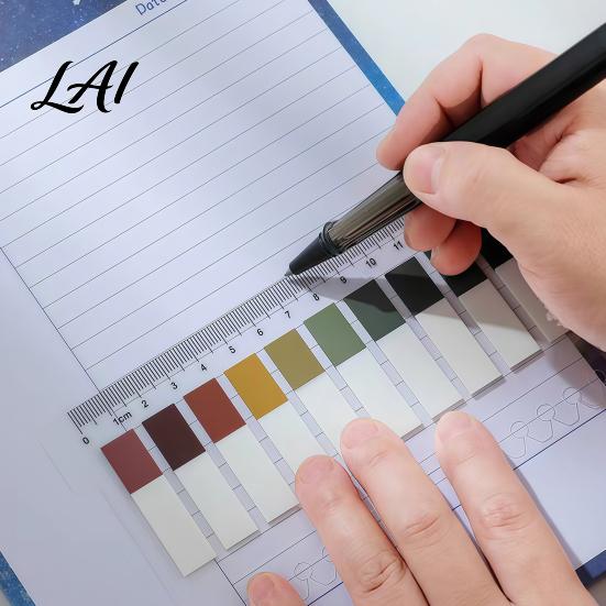 Professional File Sorting Tabs Index Sticker with Built-in Scale Ruler Morandi Color Transparent Book Annotation PET Page Markers Compact