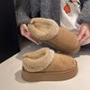 Простые утепленные ботинки на толстой подошве, увеличивающие рост, теплые и удобные, универсальные, для женской осени и зимы, новые модные ретро хлопковые туфли