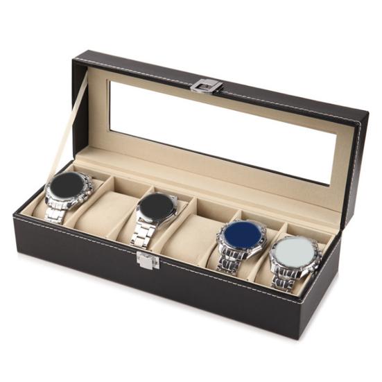 Коробка для часов со стеклянной крышкой Просторная внутренняя мягкая подкладка Водонепроницаемый компактный размер Портативная коробка для часов Органайзер Чехол для хранения ювелирных изделий