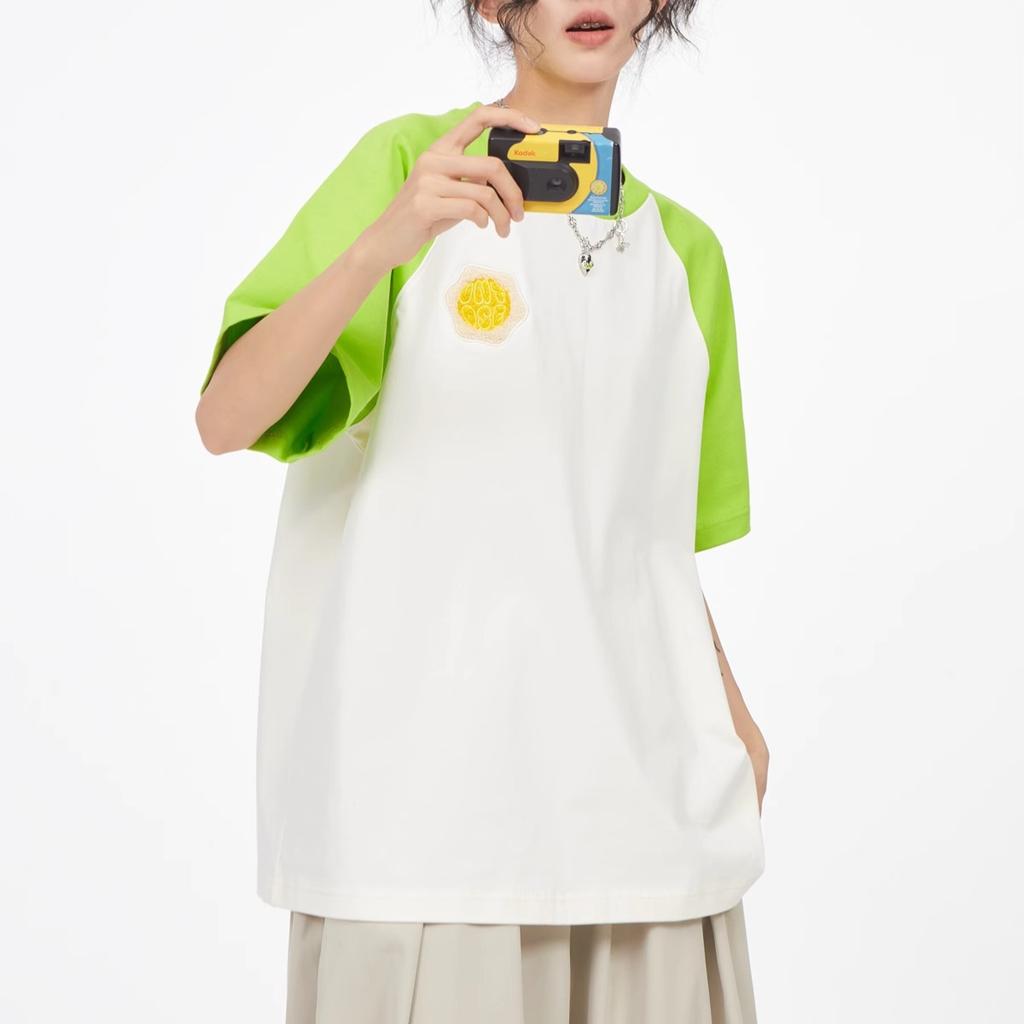 Summer Color stitching T Shirt for Women pure Cotton Tee Shirt Clothes Harajuku Oversized T-shirts Y2k Tops Hip Hop Streetwear