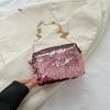 Chic Glitter Small Square Bag With Chain Strap For Summer 2023 In Black Silver Pink