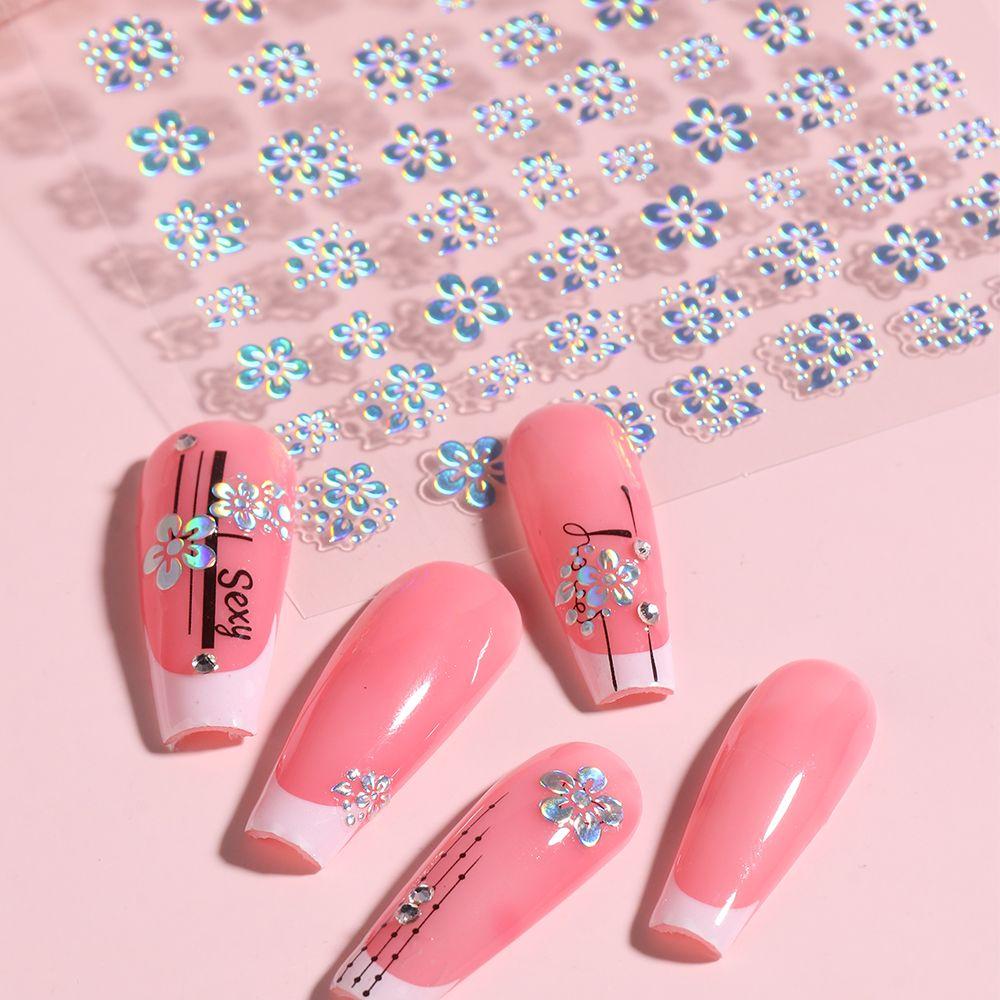Nail Accessories Laser Nail Sticker Nail Art Decoration Flower Nail Sticker Holographic Nail Decals