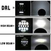 Pair 7'' 150W 10920Lm Round BlackLed Headlight High Low Beam With White Drl For Harley Jeep Wrangler Jk Tj Lj Cj Hummber H1 H2