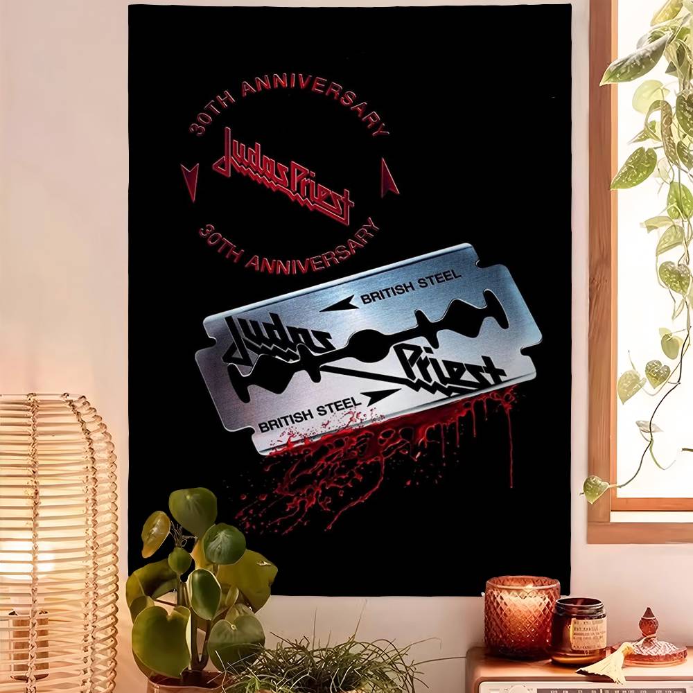 1PC JJudas Priest Heavy Metal Band Colorful Tapestry Wall Hanging Bohemian Wall Tapestries Mandala Wall Art Decor