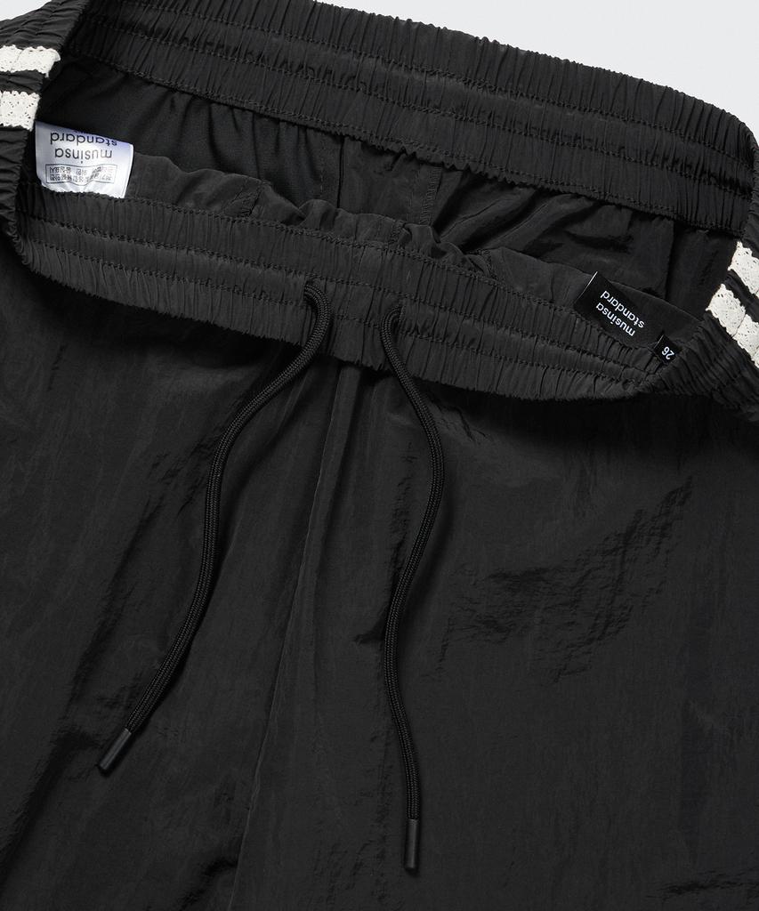 MUSINSA STANDARD WOMAN Женские широкие кружевные спортивные штаны из нейлона [Черный]