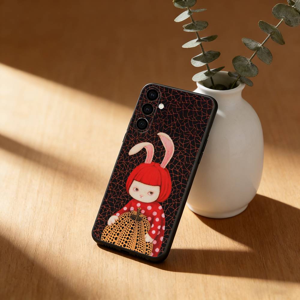 yayoi kusama art  Phone Case For Samsung Galaxy A91,80,73,72 ,71,53,52,32 ,31,22,21s,20,Soft Black Case