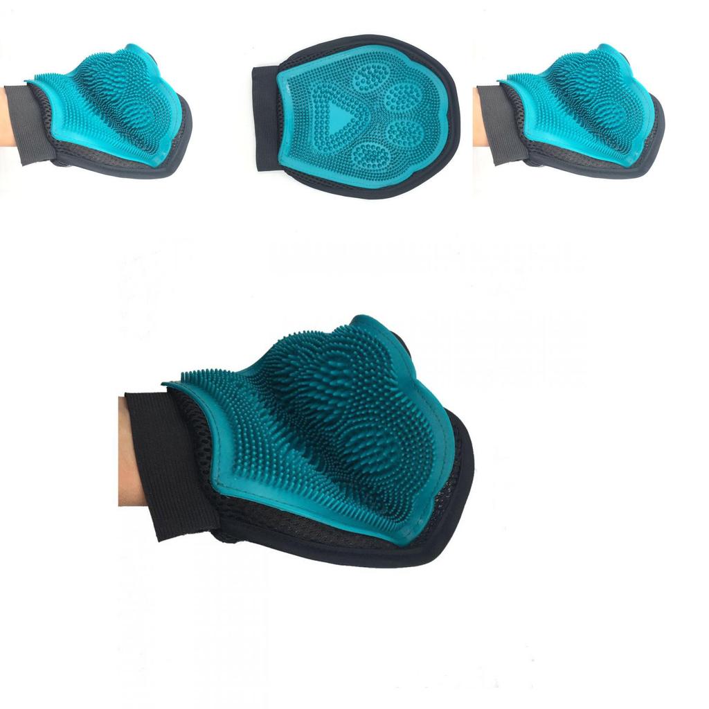 Dog And Cat Grooming Massage Glove With Rubber Doublesides For Shedding And Cleaning