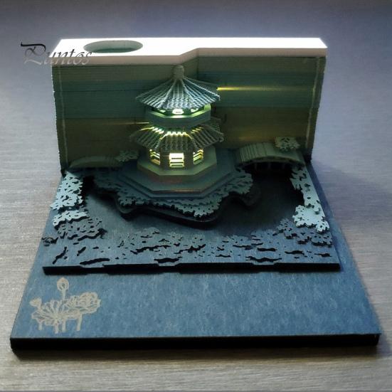 1 комплект, еженедельный календарь, креативный 3D календарь-замок со светодиодной подсветкой, резьба по бумаге, художественный настольный календарь для украшения дома