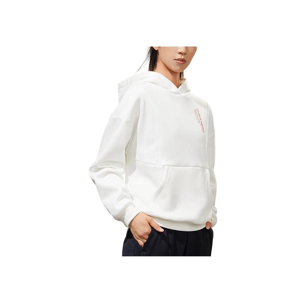 Anta Comprehensive Training Series Logo Letter Printed Pattern Hooded Pullover Long Sleeve Hoody Hoody Long Sleeve Womens Hoody White 162247715-4