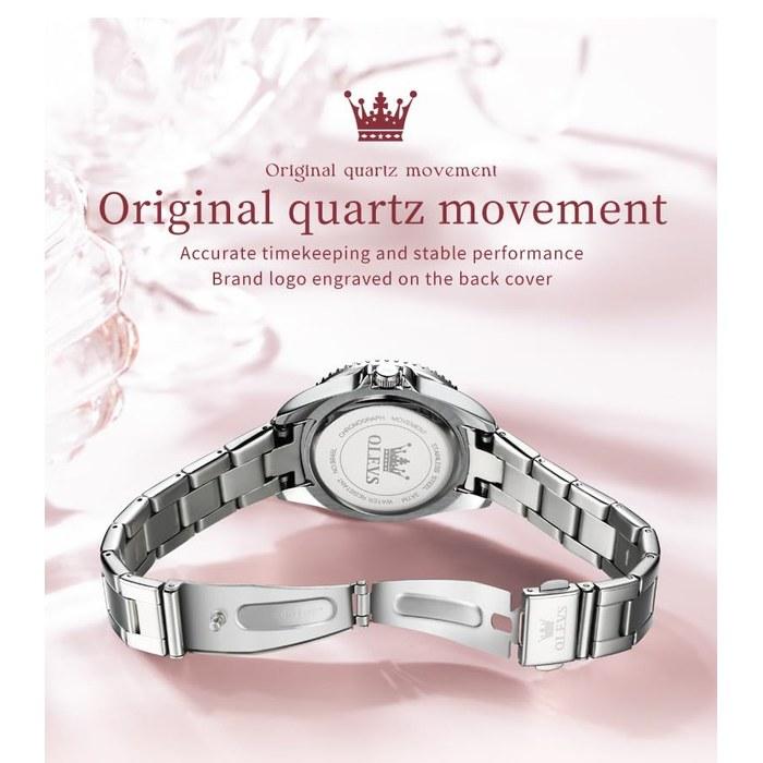 OLEVS Women's Watch Stainless Steel Quartz Diamond Dial Luminous Easy-to-Read 30m Waterproof Pink