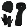Thickened Beanies Scarf Gloves Set Fleece-lined Touchscreen Gloves 3 In 1 Set  for Cold Weather