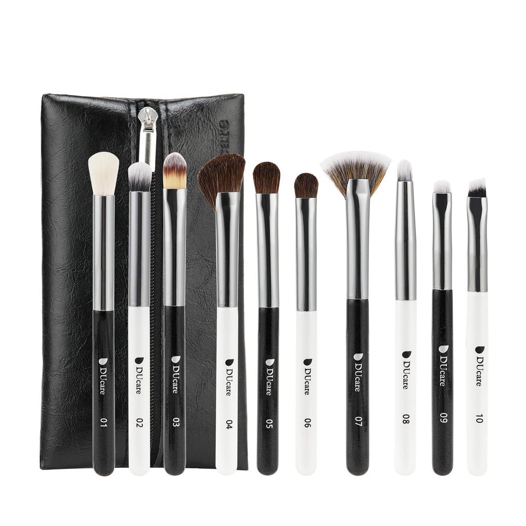 DUcare Eye Brushes Set, Vegan Makeup Brushes with Concealer Powder Eyeshadow Blending Eyeliner Spoolie Brush, Synthetic Hair Black Cosmetic Brush